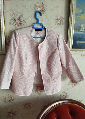 Pembe Midi Kadın Ceket Modern Klasik