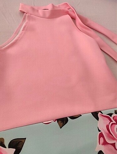 s Beden Pink elbise çiçekli