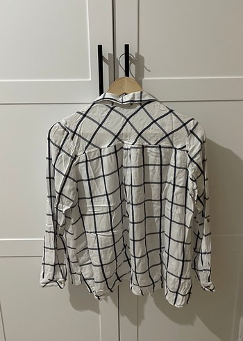 Gri Kareli Uzun Kollu Kadın Gömlek - Görsel 3