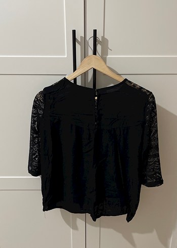 Dantel Detaylı Siyah Goth Bluz - Görsel 3