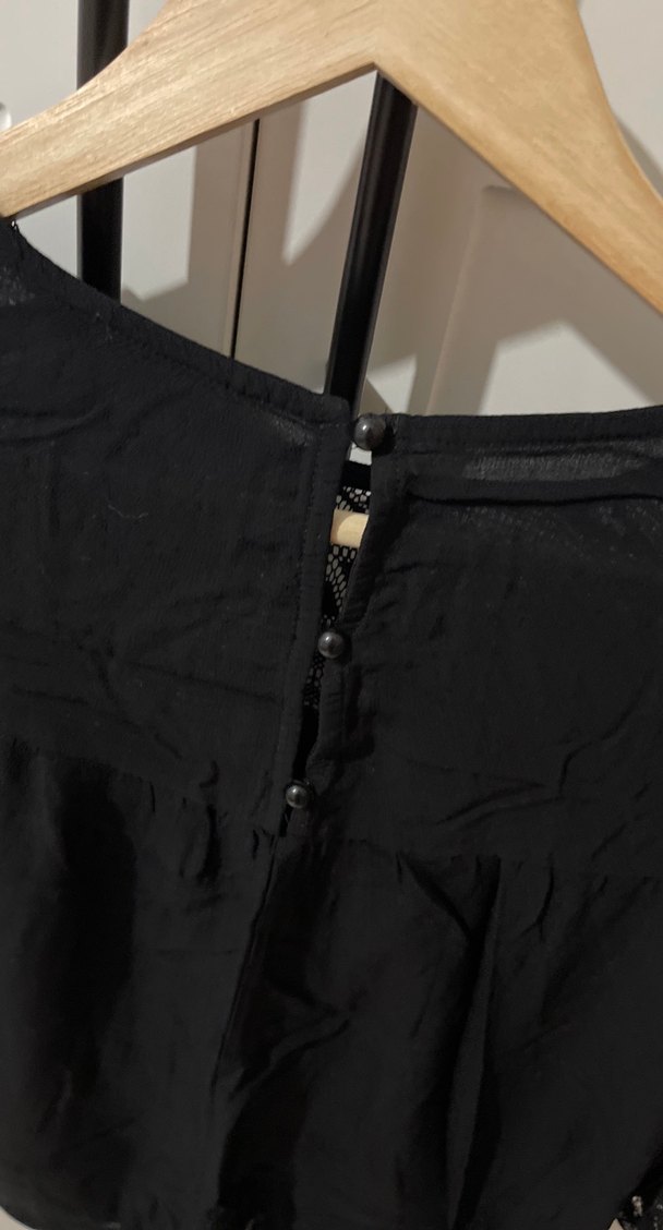 Dantel Detaylı Siyah Goth Bluz - Görsel 4