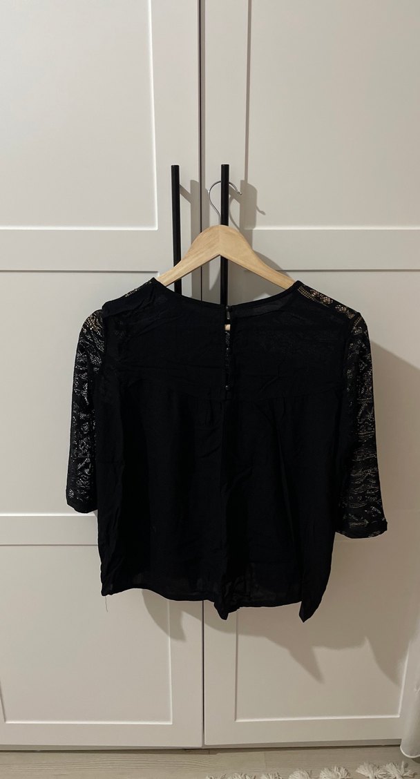 Dantel Detaylı Siyah Goth Bluz - Görsel 3