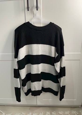 Uzun Kollu Çizgili Örgü Kadın Kazak - Görsel 3