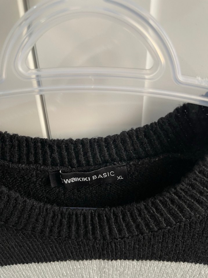 Uzun Kollu Çizgili Örgü Kadın Kazak - Görsel 2