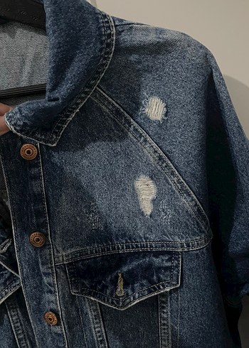 Kadın Mavi Denim Düğmeli Ceket - Görsel 2