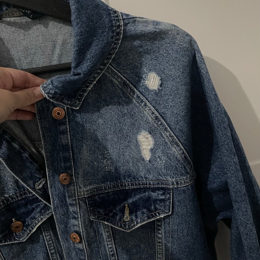 Kadın Mavi Denim Düğmeli Ceket - Görsel 2