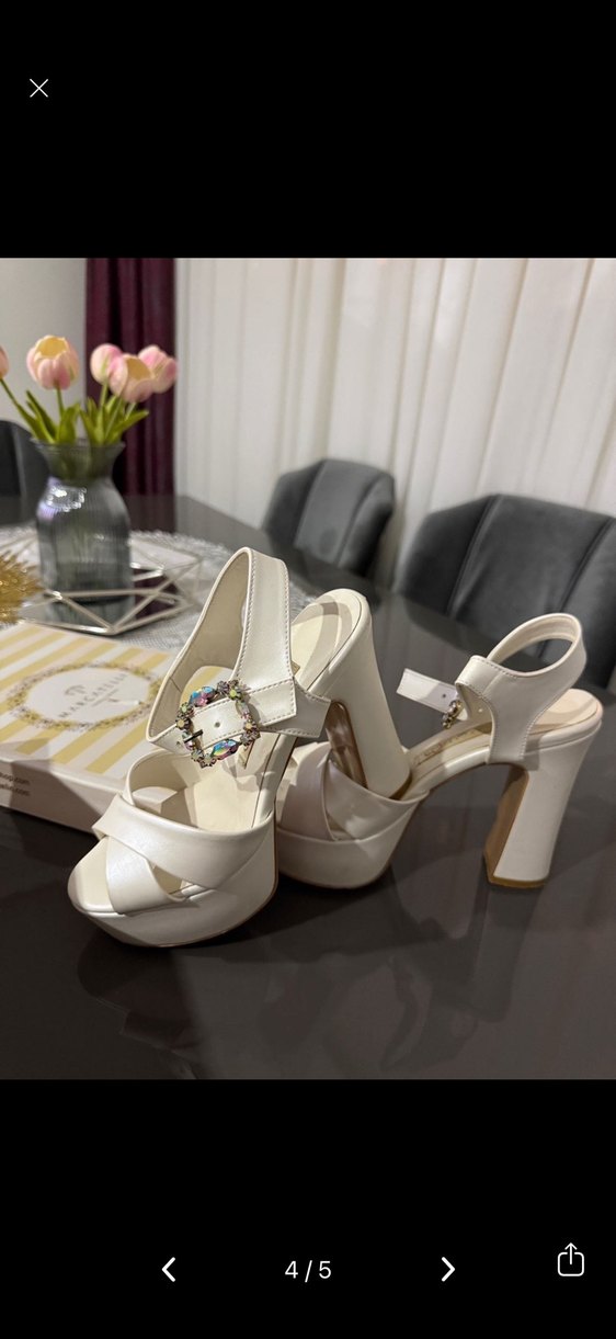 marcatelli Beyaz Platform Topuklu Kadın düğün Ayakkabı - Görsel 3