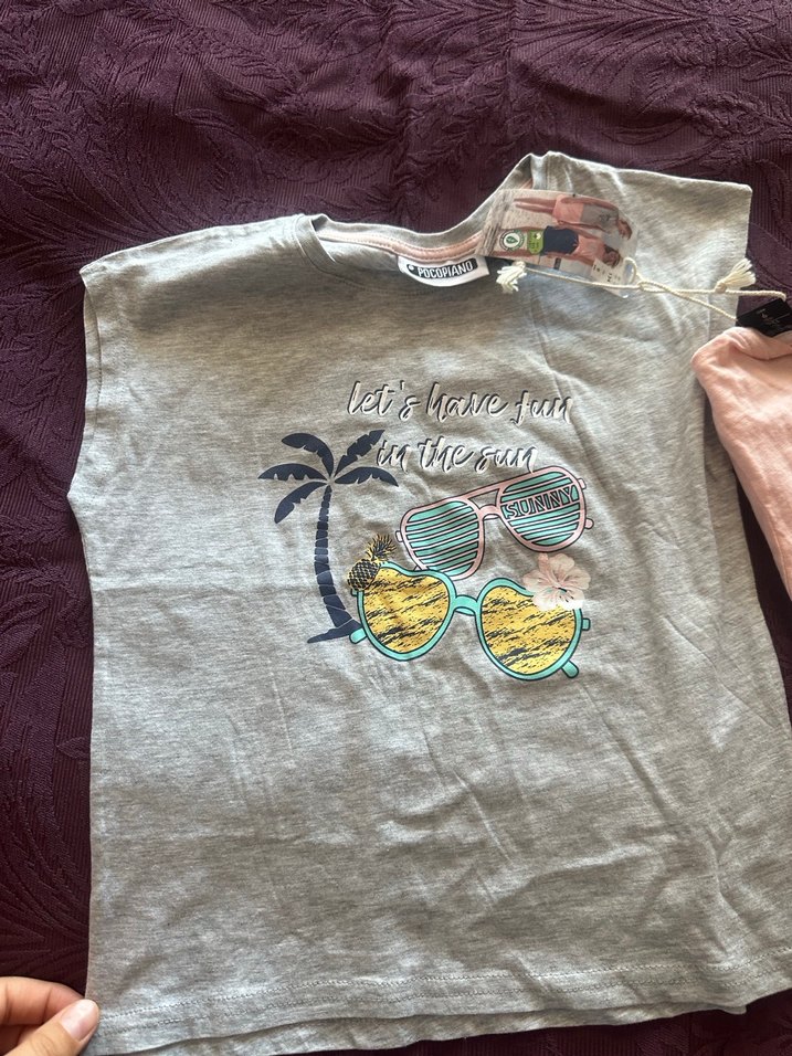 Kız Çocuk Pembe Baskılı Pamuklu Tişört - Görsel 2