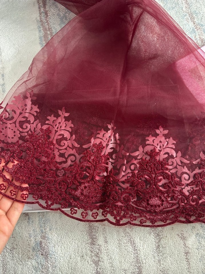 Bordo Dantel Gotik Gelinlik Aksesuarı - Görsel 2