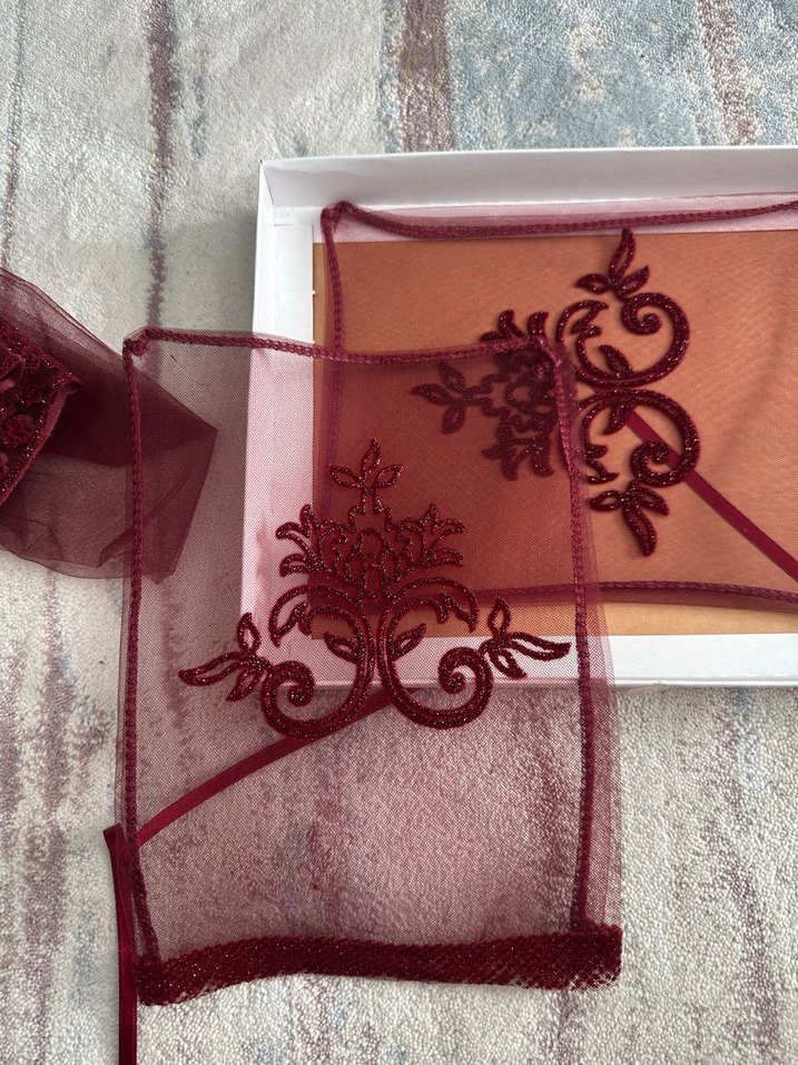 Bordo Dantel Gotik Gelinlik Aksesuarı - Görsel 3