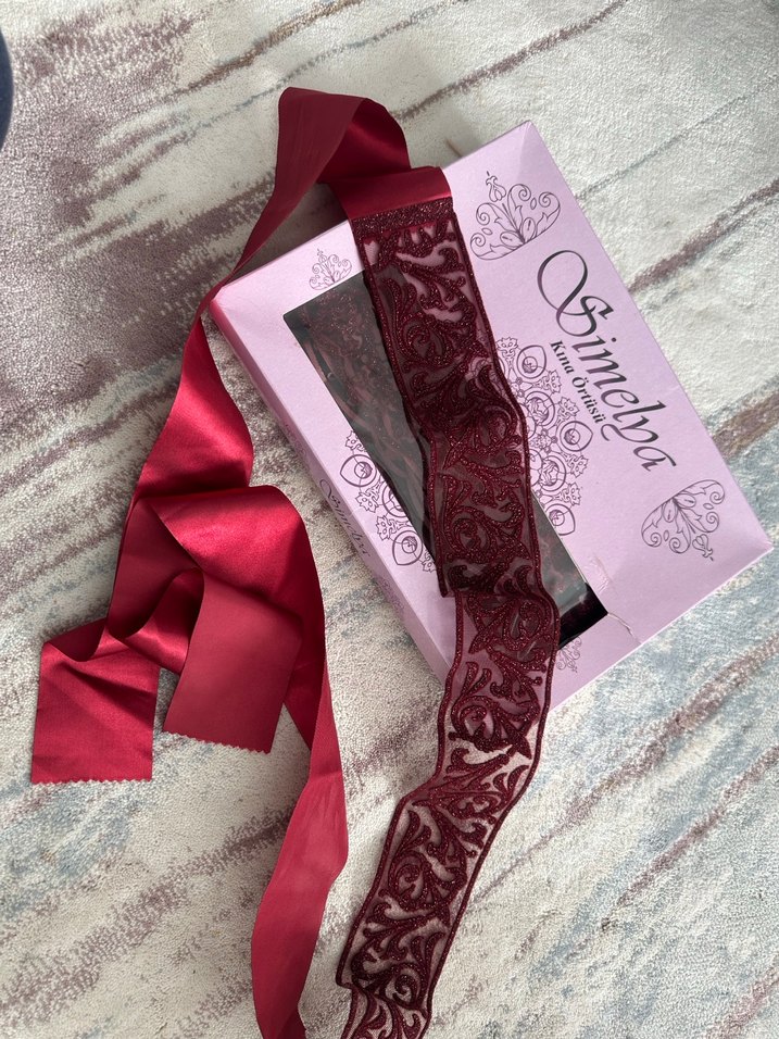 Bordo Dantel Gotik Gelinlik Aksesuarı - Görsel 4