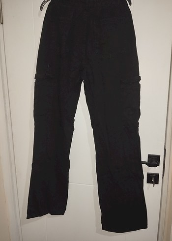 Siyah Süet Bol Kesim Kargo Pantolon - Görsel 2