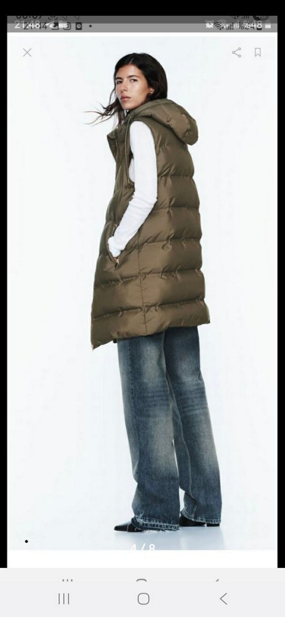 zara Kadın hakı Kapüşonlu Şişme Yelek - Görsel 5