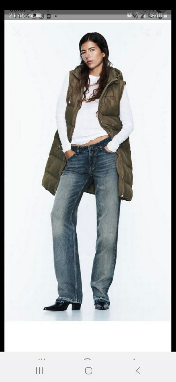 zara Kadın hakı Kapüşonlu Şişme Yelek - Görsel 3