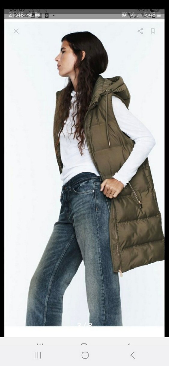 zara Kadın hakı Kapüşonlu Şişme Yelek - Görsel 2