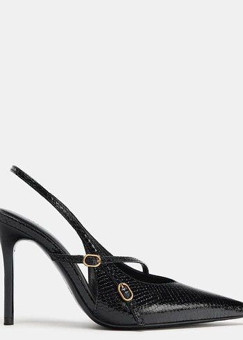 zara Siyah Yılan Derisi Desenli Stiletto - Görsel 3