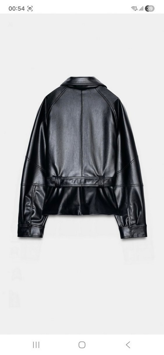 zara Kadın Siyah Deri Kemerli Biker Ceket - Görsel 5