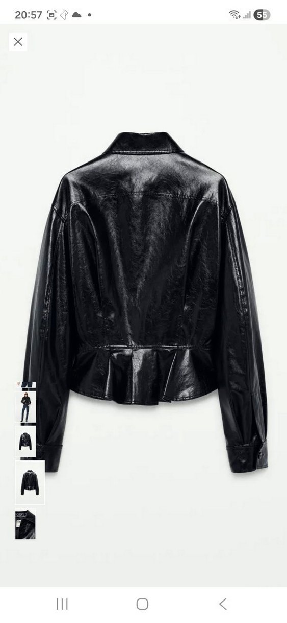 Düğmeli Siyah Deri Biker Ceket - Görsel 5