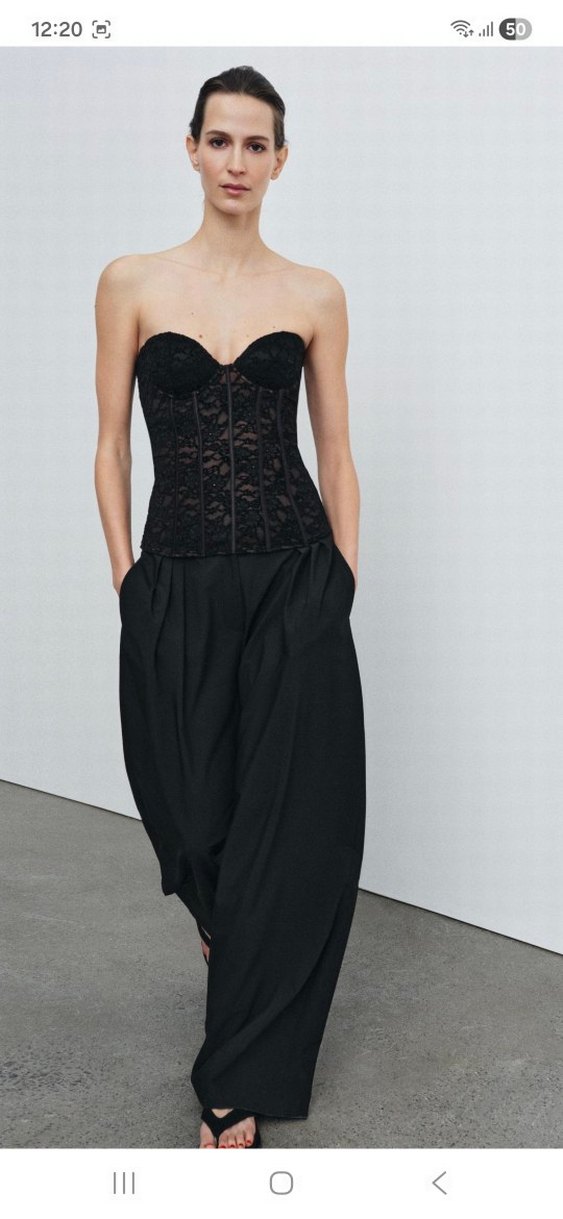 Dantelli Siyah Deri Straplez Mini Bustiyer - Görsel 3