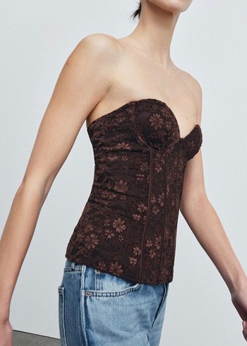 Bordo Dantelli Straplez Gotik Büstiyer - Görsel 4