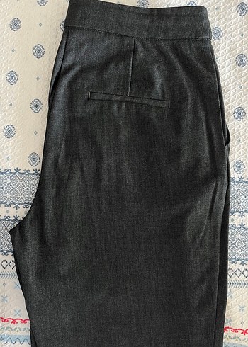s Beden Düğmeli Gri Kadın Kumaş Pantolon