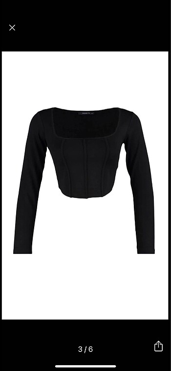 xs Beden Trendyolmilla Siyah Kare Yaka Crop