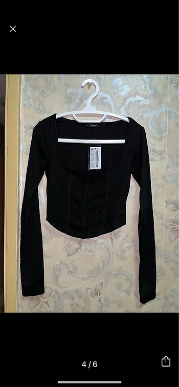 xs Beden siyah Renk Trendyolmilla Siyah Kare Yaka Crop