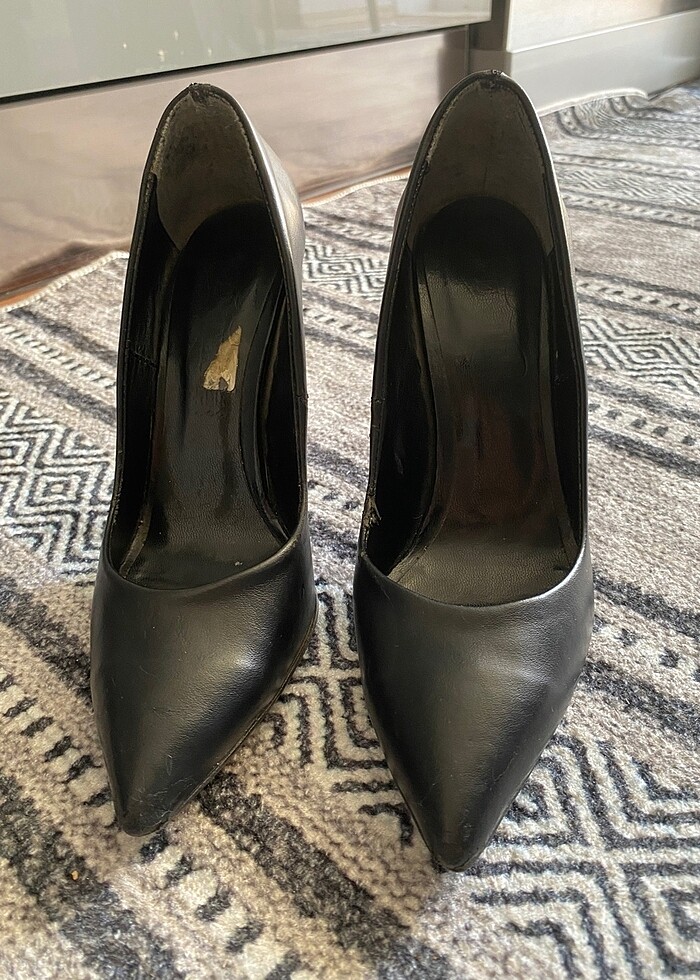 Siyah deri klasik topuklu ayakkabı #stiletto - Görsel 3