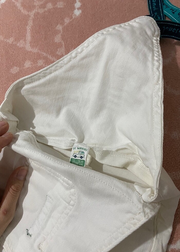 LCW beyaz kot salopet kapri 12-18 ay - Görsel 3