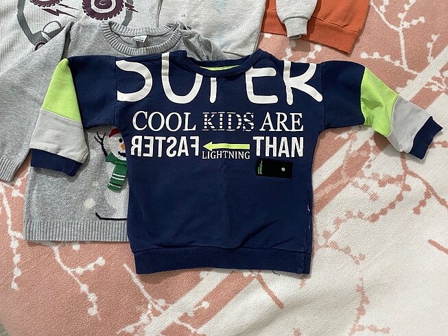 6 adet 12-18 ay karışık sweatshirt-kazak - Görsel 3