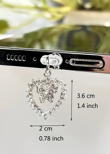 Kelebekli Kalp Telefon Toz Tıkacı - Görsel 2