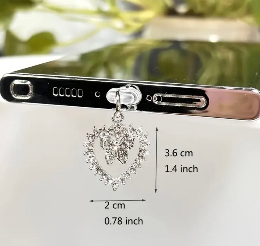 Kelebekli Kalp Telefon Toz Tıkacı - Görsel 2