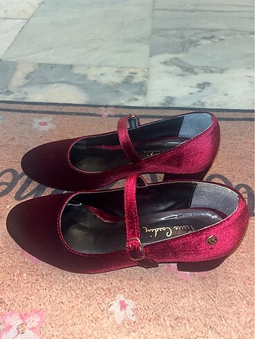 37 Beden bordo Renk Pierre Cardin Topuklu Babet
