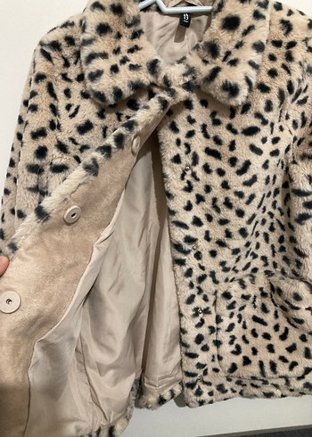 Leopar Desenli Kadın Suni Kürk Ceket - Görsel 4