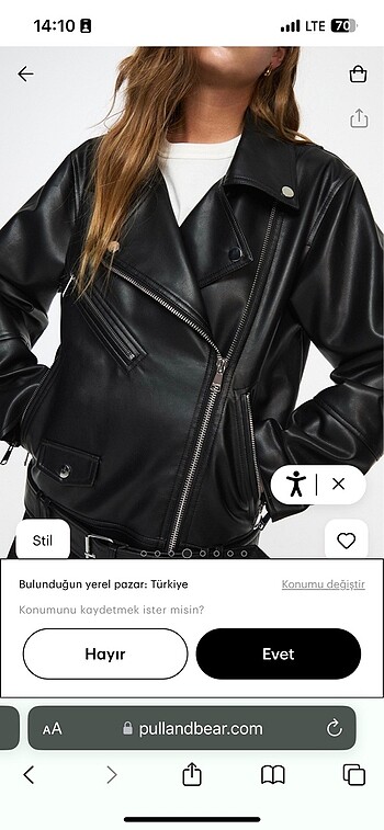 l Beden Pull and Bear Biker Deri ceket