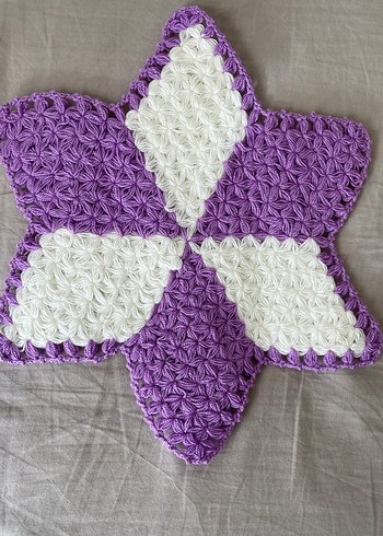 Mor Beyaz Nakışlı Örgü Banyo Lifi - Görsel 2