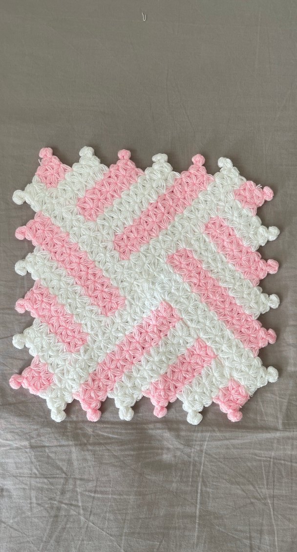 Pembe ve beyaz el örgüsü banyo lifi - Görsel 2