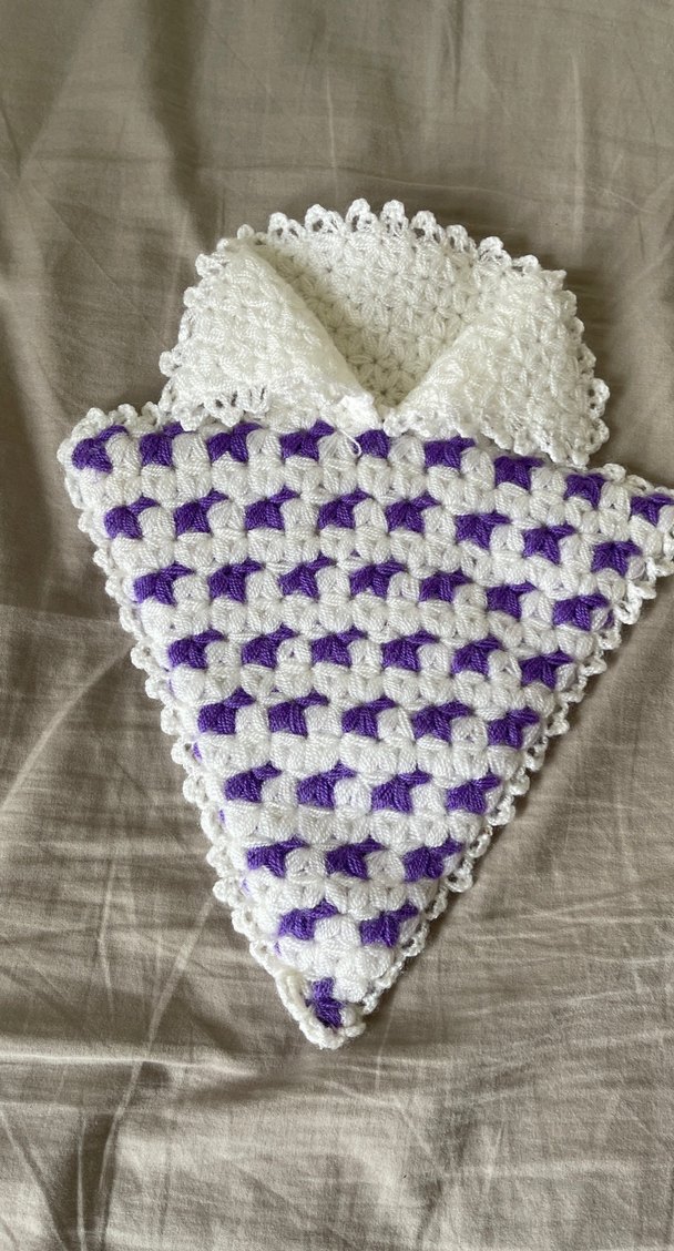 Mor Beyaz Örgü Banyo Lifi - Görsel 2