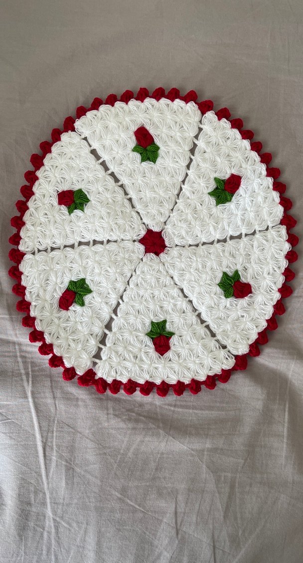 El Yapımı Gül Motifli Yuvarlak Banyo Lifi - Görsel 2