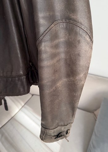 Mango gerçek deri Kadın Kahverengi Deri Biker Ceket - Görsel 8