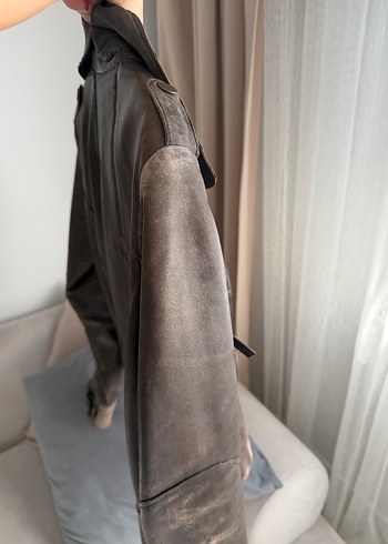 Mango gerçek deri Kadın Kahverengi Deri Biker Ceket - Görsel 9