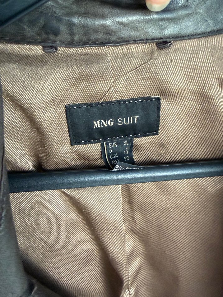 Mango gerçek deri Kadın Kahverengi Deri Biker Ceket - Görsel 4