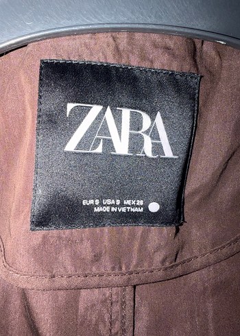 Zara dik yaka Kahverengi Uzun Trench Coat, Rahat Kesim - Görsel 3