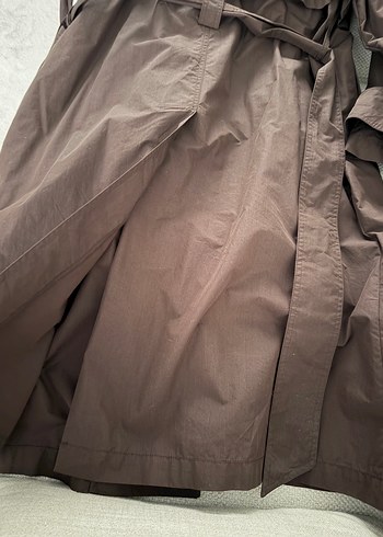 Zara dik yaka Kahverengi Uzun Trench Coat, Rahat Kesim - Görsel 6