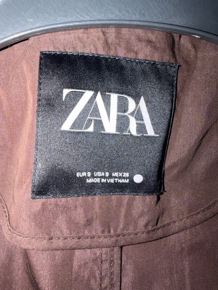 Zara dik yaka Kahverengi Uzun Trench Coat, Rahat Kesim - Görsel 3