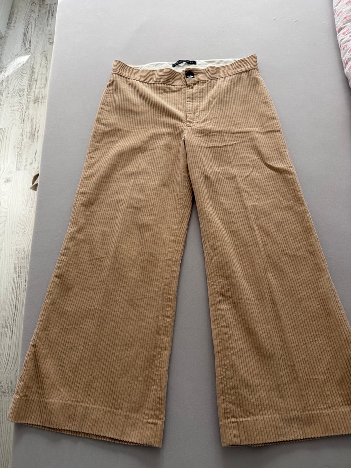 Zara Woman Krem kadifeKumaşlı Rahat Pantolon — görsel 2/6
