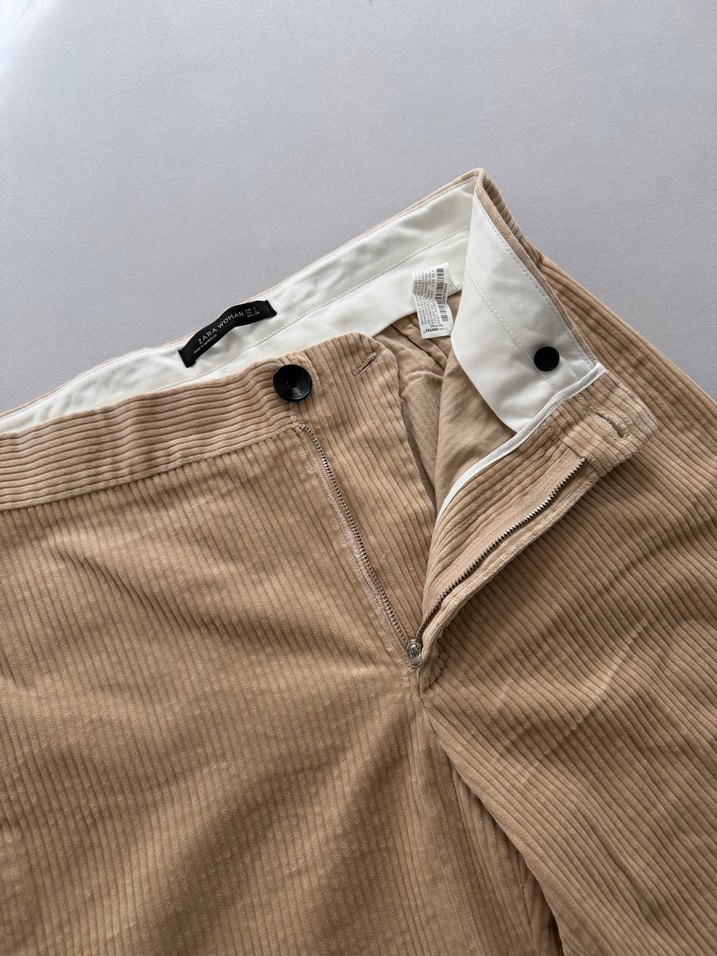 Zara Woman Krem kadifeKumaşlı Rahat Pantolon — görsel 3/6