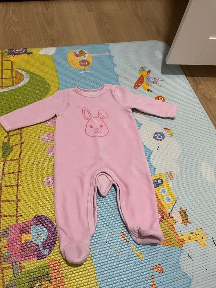 Pembe Örme Baskılı Bebek Kız Tulum - Görsel 2