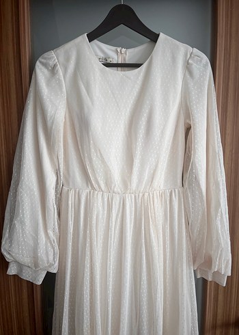 Bohem ekru Uzun Elbise - Görsel 4