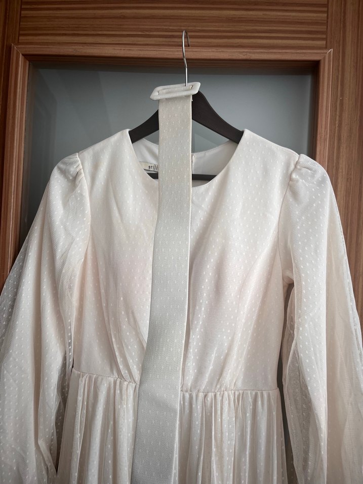 Bohem ekru Uzun Elbise - Görsel 5